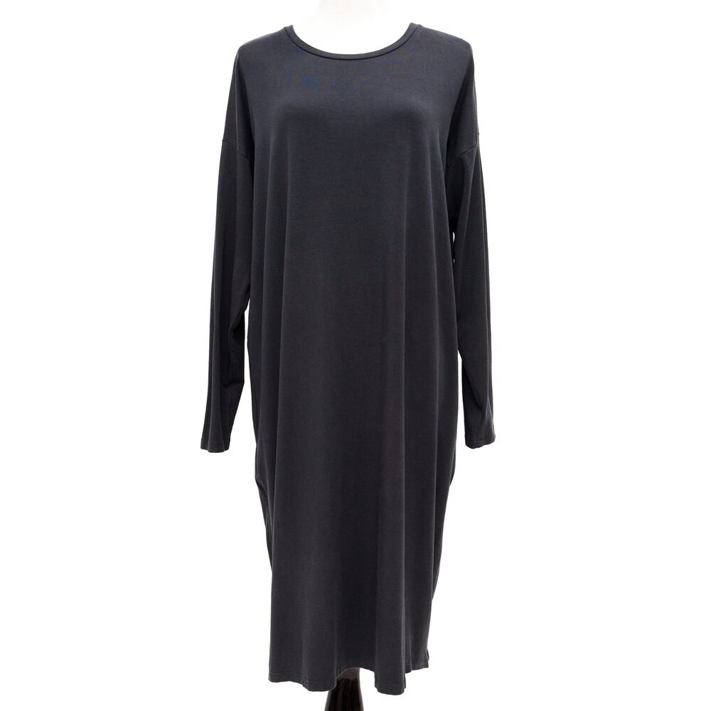 Eileen Fisher Dark Gray Jersey Knit Straight Fit Dress Size Medium